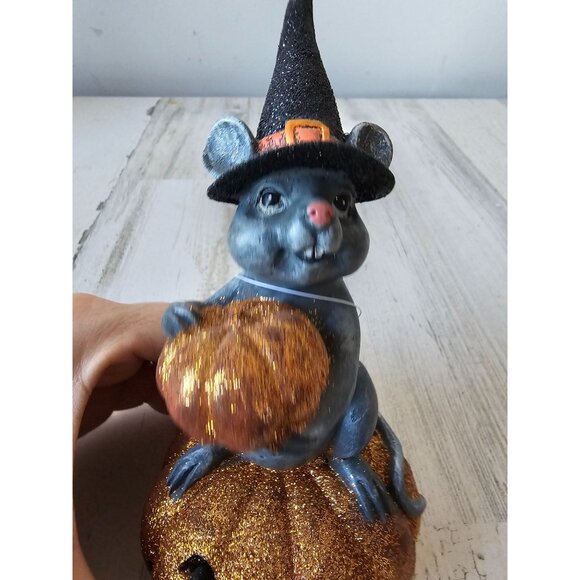 Raz‎ mouse pumpkin glitter jack-o'-lantern Halloween decor statue figurine - Picture 6 of 9